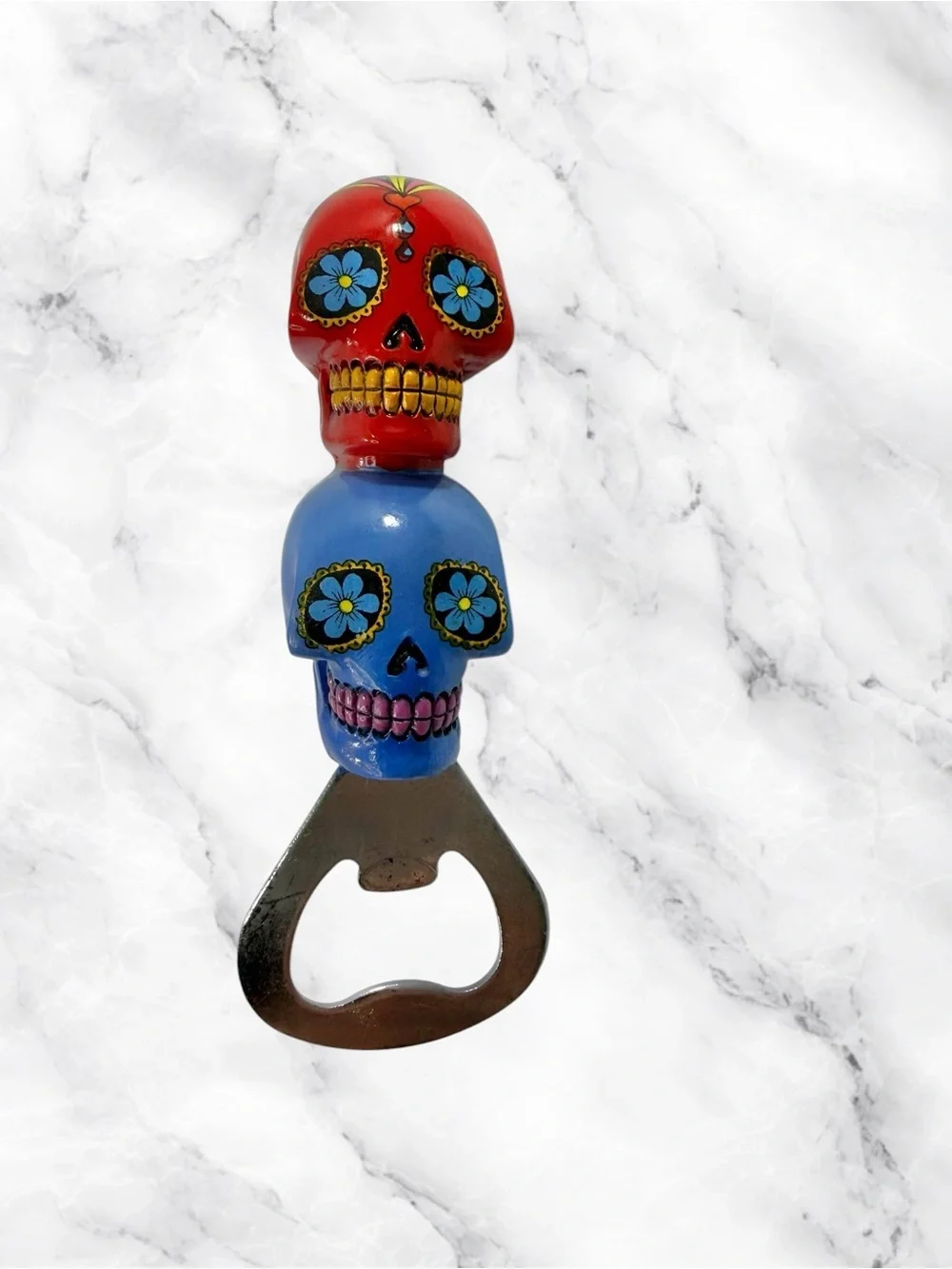Boxer Gifts Day Of The Dead Sugar Skull Bottle Opener Bar Red Blue Yellow Floral